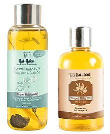 Nat Habit Baby Care Combo Baby Hair Oil - Scalp Oil Brahmi Maytakshi (110ml)  Baby Almond Oil - Massage Oil (100ml)