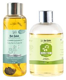 Nat Habit Baby Care Combo Baby Olive Oil - Massage Oil (100ml) & Baby Hair Oil - Scalp Oil Brahmi Maytakshi (110ml)