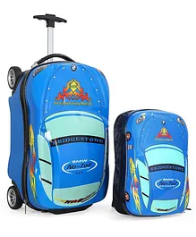 Navrangi Kid's Travel Suitcase Car-Shaped Trolley Bag with Wheels - 17 Inches luggage & 13 Inches Backpack