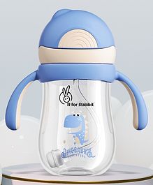 R for Rabbit Tritan  Straw Sipper Bottle with Dino Print Cream & Blue - 320 ml