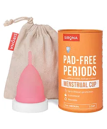 Sirona FDA Approved Reusable Menstrual Cup for Women - Medium (1 Unit), Ultra Soft, Rash Free, No Leakage & Odour Protection