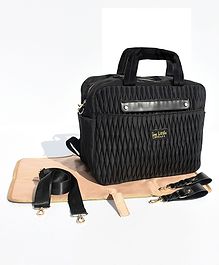 THE LITTLE LOOKERS Premium Quilted Baby Diaper Bag Waterproof Diaper Bag/Backpack for Mothers/Mom Perfect for Maternity Bag for Travel and Outdoor (Black)