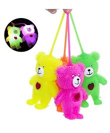 Sanjary Teddy Bear Shape Led Flashing Light Puffer Ball Toy Soft Squishy Stress Relief Squeezable Ball Toys for Kids Set of 2 Pcs  -Color & Design May Vary