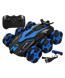 Toyshine 6 Wheels Rotating Remote Control Rechargeable Stunt Car Swing Arm Vehicle Deformation Off Road 2.4GHZ Blue
