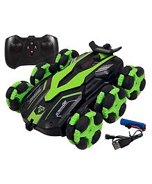 Toyshine 6 Wheels 360  degree Rotating Remote Control Rechargeable Stunt Car Swing Arm Vehicle Deformation Off Road 2.4GHZ Green
