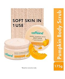 mCaffeine Smoky Pumpkin Spice Body Scrub for Glowing Skin Exfoliates and Removes Tan Sweet And Spicy Aroma - 175 g