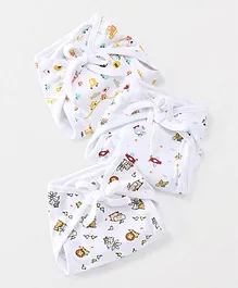 Mee Mee Cloth Nappy Printed Newborn Pack Of 3 - White (Print May vary)