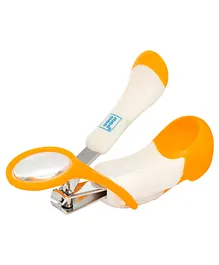 Mee Mee Gentle Nail Clipper With Magnifier - White & Orange