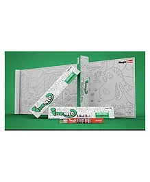 Inkmeo Reusable Jurassic Colouring Roll - White Green