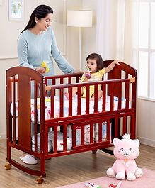 Babyhug Florence 3 in 1 Rocking Cot Cum Junior Bed - Cherry