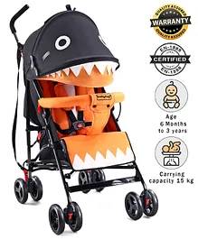 Babyhug Lil Monsta Stroller With Adjustable Leg Rest (No Reclining Position) - Orange & Black