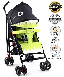 Babyhug Lil Monsta Stroller With Adjustable Leg Rest (No Reclining Position) - Green & Black