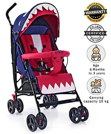 Babyhug Lil Monsta Stroller With Adjustable Leg Rest - Red & Blue
