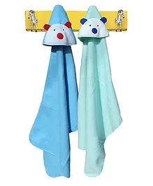 My NewBorn 2 in 1 Baby Fleece Wrapper Cum Blanket Pack of 2 - Blue & Sea Green