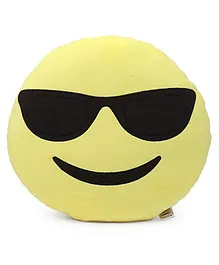 Benny & Bunny Face with Sunglasses Emoji Embroidered Cushion - Yellow & Black