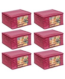 PrettyKrafts Saree cover Set of 6 Prints Big Size , Wardrobe Organiser, Cloth CoverMaroon