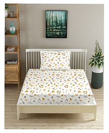 Trance Home Linen Pure Cotton Flat Single Bedsheet with 1 Pillow Cover- Soloce Yellow