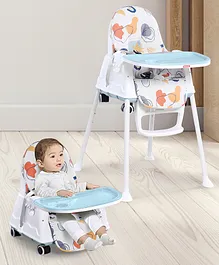 Babyhug 3 in 1 Comfy High Chair with
                        Printed Cushion - White| High Chair, Feeding
                        Chair & Booster Chair| Adjustable Double
                        Food Tray| Removable PU Leather Seat| Safety
                        Harness| Removable Footrest
