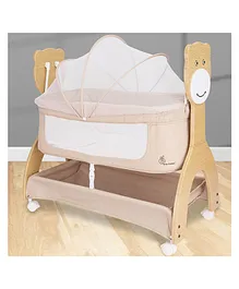 R for Rabbit Lullabies Woodsy Manual Swing
                        Wooden Cradle for Newborn Baby with Mosquito Net
                        & Mattress, Cot Bassinet with Wheel Lock for
                        Kids 0-12 Months, Upto 12 Kg (Beige)