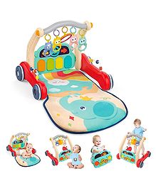 Toysire Musical Baby Play Gym 2 in 1 Convertible Push Walker with Play Piano, Lights, Rattles &amp; Tummy Time Mat for Babies (Multicolour)