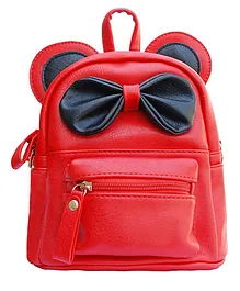 Abracadabra Faux Leather Bag 3D Bow Red - 9 Inches