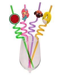 Paper Moon Set of 4 Reusable Cute Spiral Drinking Straws for Kids - Design May Vary