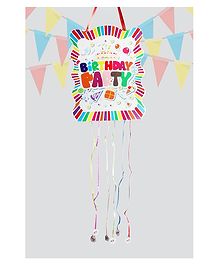 Funcart Happy Birthday Stripe Pull String Pinata Khoi Bag - Multicolor