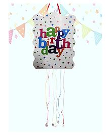 Funcart Star Happy Birthday Stripe Pull String Pinata Khoi Bag - Multicolor