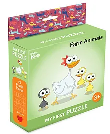 Braino Kidz My First Mini Jigsaw Puzzle Farm Animals Multicolor - 25 Pieces