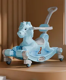 3 in 1 Baby Horse Rider Kids Ride On Car
                        for Kids Push Ride on Toy with Rocker Push
                        Handle Rotating Head & Safety Bar - Blue