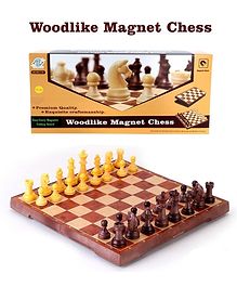 YAMAMA Magnetic Games Woodlike Magnet Chess Board Game With Folding Chess Board Premium Quality Staunton Chess Pieces And Storage Box For Kids And Adults - Multicolor