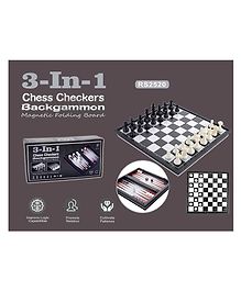 YAMAMA Magnetic Game 3 In 1 Chess Checkers Backgammon Magnetic Folding Board Game Fun Entertaining Travel Board Game For Kids Adults Friends And Family - Multicolor