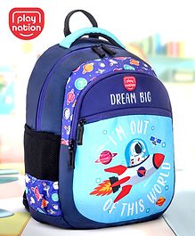 Play Nation Rocket Space Print School Backpack Blue - 16 inches