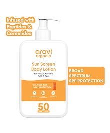 Aravi Organic SPF 50 Sunscreen Body Lotion Light with No White Cast - With PA UVA - UVB protection - 200 ml