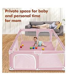 Smart Portable with Safety Lock Playpen with Play Gate Fence - Pink