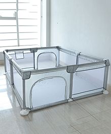 Smart Portable with Safety Lock Playpen with Play Gate Fence- Light Grey