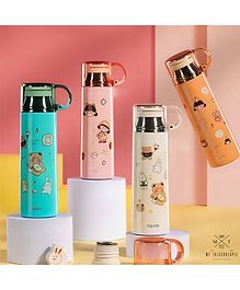 Azhari Stainless Steel Water Bottle  520 ml With Cover Cup  and Stickers to Design