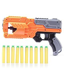 Play Nation High Performance Dart Gun with 6 Rotating Drum with 10 Soft Darts Bullets - Orange