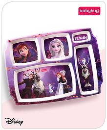 Babyhug Disney Frozen Princess 5 sectioned Melamine Plate - Multicolor