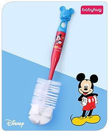 Babyhug Disney Bottle Cleaning Brush with Mickey Mouse Print - Red