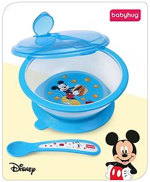 Babyhug Diseny Mickey Designed Suction Bowl with Spoon  Light Blue - 300 ml