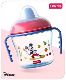 Babyhug Hard Spout Non Spill Sipper Cup With Twin Handle & Mickey Mouse Print Dark Blue - 150 ml