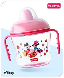 Babyhug Hard Spout Non Spill Sipper Cup With Twin Handle & Mickey & Minnie Mouse Print Pink - 150 ml