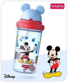 Babyhug Disney Straw Sipper with Mickey Mouse Print & Weighted Straw Red- 330ml