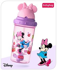 Babyhug Disney Straw Sipper with Mickey Mouse Print & Weighted Straw Purple- 330ml