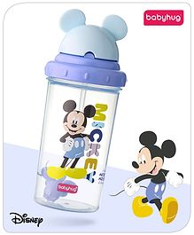 Babyhug Disney Straw Sipper with Mickey Mouse Print & Weighted Straw Blue- 330ml