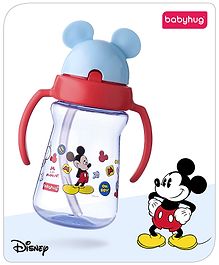 Babyhug Disney Flip Top Open Sipper with Mickey Mouse Print & Twin Handle Red- 180 ml