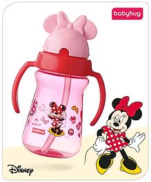 Babyhug Disney Flip Top Open Sipper with Minnie Mouse Print & Twin Handle Red- 180 ml