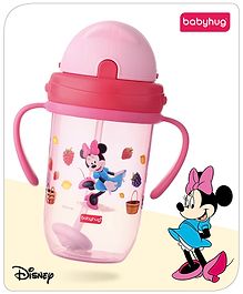 Babyhug Disney Flip Cap Open Sipper Cup with Weighted Straw & Minnie Mouse Print Pink - 270 ml