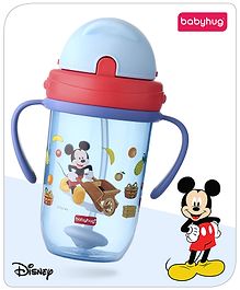 Babyhug Disney Flip Cap Open Sipper Cup with Weighted Straw & Mickey Mouse Print Blue - 270 ml